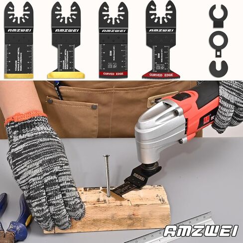 شفرة ادوات متذبذبة من التيتانيوم من امزوي، مجموعة شفرات احترافية ثنائية المعدن متعددة الادوات للاظافر الخشبية والمعدن والبلاستيك باسنان يابانية تناسب ديوالت وميلووكي وبوش ووركس وريوبي in Kuwait