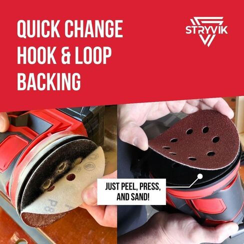 STRYVIK 5 in. 8 Hole Hook and Loop Sanding Discs, Multi-Surface, 40/60/80/120/180/240/320 Grit, 10 pcs/Grit (70-Pack) in Saudi Arabia