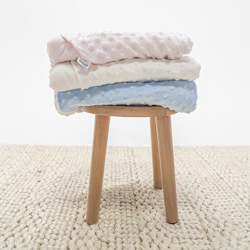 HALO Sleepsack Plush Dot Velboa Swaddle، بطانية يمكن ارتداؤها في 3 اتجاهات قابلة للتعديل، أزرق، حديثي الولادة، 0-3 أشهر in Kuwait