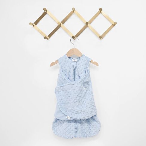 HALO Sleepsack Plush Dot Velboa Swaddle، بطانية يمكن ارتداؤها في 3 اتجاهات قابلة للتعديل، أزرق، حديثي الولادة، 0-3 أشهر in Kuwait