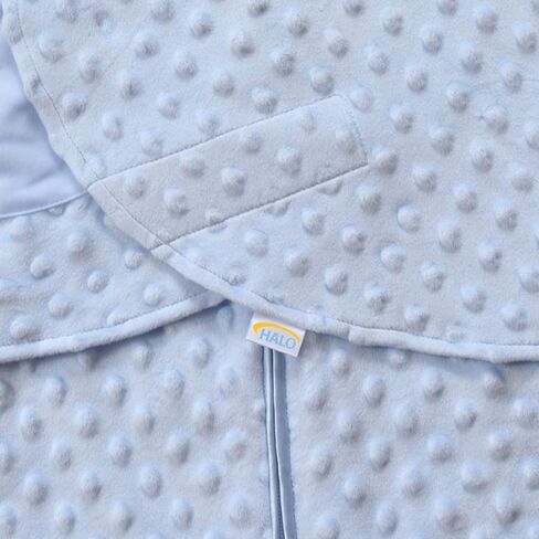 HALO Sleepsack Plush Dot Velboa Swaddle، بطانية يمكن ارتداؤها في 3 اتجاهات قابلة للتعديل، أزرق، حديثي الولادة، 0-3 أشهر in Kuwait