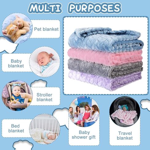 Frienda 4 Pcs Baby Fuzzy Blanket Fluffy Baby Blanket for Boys Girls Soft Warm Infant Newborn Toddler Receiving Nursery Bed Supplies, 32 x 24 Inch(Pink Color) in Saudi Arabia