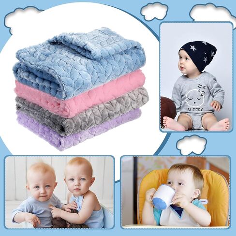 Frienda 4 Pcs Baby Fuzzy Blanket Fluffy Baby Blanket for Boys Girls Soft Warm Infant Newborn Toddler Receiving Nursery Bed Supplies, 32 x 24 Inch(Pink Color) in Saudi Arabia