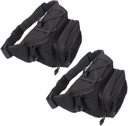 حقيبة خصر تكتيكية من Focalmotors مكونة من قطعتين، حقيبة عسكرية سوداء مع حزام قابل للتعديل للمشي لمسافات طويلة والتخييم والأنشطة الخارجية in Kuwait