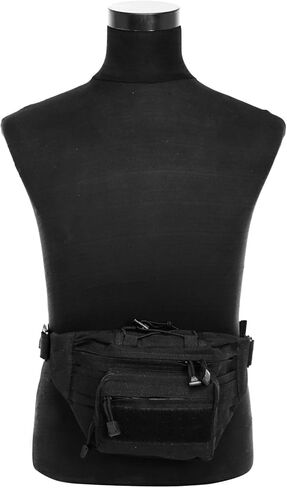 حقيبة خصر تكتيكية من Focalmotors مكونة من قطعتين، حقيبة عسكرية سوداء مع حزام قابل للتعديل للمشي لمسافات طويلة والتخييم والأنشطة الخارجية in Kuwait