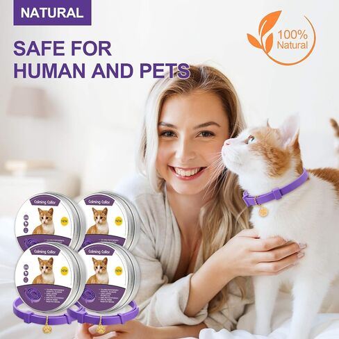 4 Pcs Calming Cats Collar Adjustable Cat Calm Collar Lavender Scent Relaxing Cat Collar with 2 Pendant for Puppies Cats Reduce Stress Aggression Anxious, up to 15 Inches (Black) in Saudi Arabia