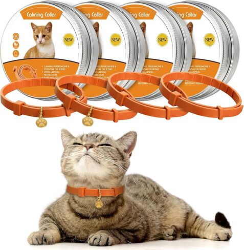 4 Pcs Calming Cats Collar Adjustable Cat Calm Collar Lavender Scent Relaxing Cat Collar with 2 Pendant for Puppies Cats Reduce Stress Aggression Anxious, up to 15 Inches (Black) in Saudi Arabia