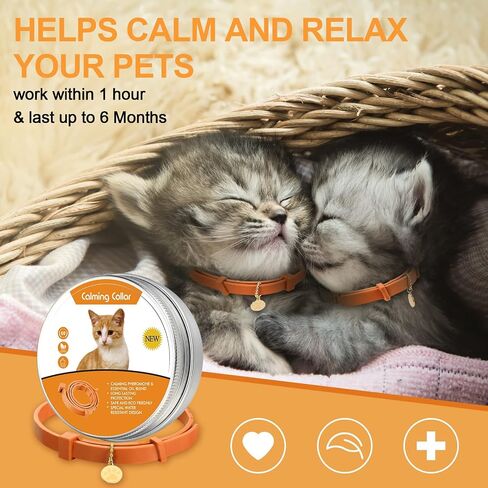 4 Pcs Calming Cats Collar Adjustable Cat Calm Collar Lavender Scent Relaxing Cat Collar with 2 Pendant for Puppies Cats Reduce Stress Aggression Anxious, up to 15 Inches (Black) in Saudi Arabia