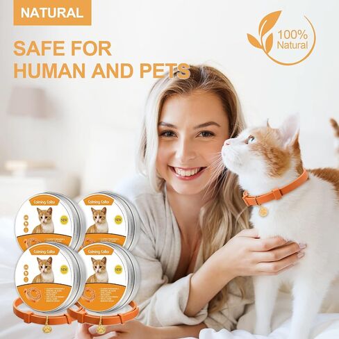 4 Pcs Calming Cats Collar Adjustable Cat Calm Collar Lavender Scent Relaxing Cat Collar with 2 Pendant for Puppies Cats Reduce Stress Aggression Anxious, up to 15 Inches (Black) in Saudi Arabia