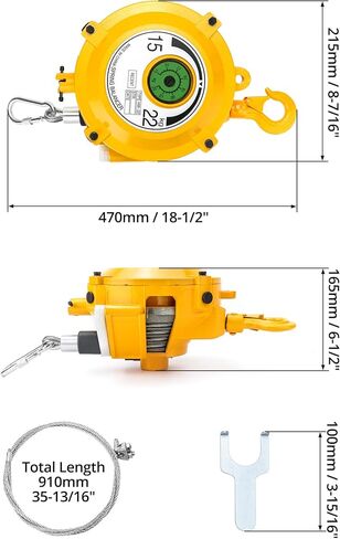 QWORK Spring Balancer, 7-11lbs(3-5kg) Retractable Balancer with 5 Ft Long Wire Rope and Hook, Retractable Spring Tool Hanging Holding Equipment in Kuwait