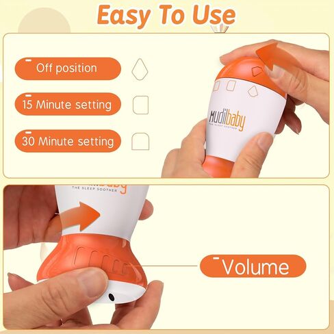 Shusher Baby Sleep, Mudilbaby Sleep Soother Portable Sound Machine Baby with 2 Timed Modes & Adjustable Volume Control, Travel White Noise Baby Sound Machine for Sleeping with 2AA Batteries, Mom Gifts in Kuwait