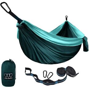 Gold Armour Camping Hammock - Portable Hammock Single Hammock Camping Accessories Gear for Outdoor Indoor Adult Kids, USA Based Brand (Lime Green & Grey) in Kuwait