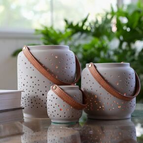 Porcelain Candle Holder- Set of 3- Decorative Lantern, Shelf Decor, Home Accessories, Votive Candle Holders, Home Décor in Kuwait