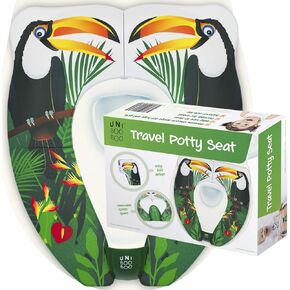 UNI BOO BOO Travel Potty Seat - Portable and Foldable Toddler Kids Toilet Training Seat for All Toilets - with Splash Guard and Rubber Pads - Free Kids Travel Bag for Boys and Girls (Unicorn)