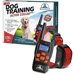 Pet Union PT0Z1 Premium Training Shock Collar for Dogs with Remote - Fully Waterproof, 4 Adjustable Training Modes - Shock, Vibration, Beep - Up to 1200ft Range