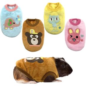 Vehomy 4Pcs Rabbit Bunny Clothes Guinea Pig Clothes Costume Small Pet Cozy Fleece Vest Warm T-Shirt Sweater for Ferret Teacup Poodles Puppy Kitten and Other Small Animals XS