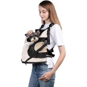 Dog Carriers for Small Dogs,Dog Backpack with 2 Pocket for Travel,Comfortable Dog Front Carrier Suitable for Dogs 8-18 pounds Machine Washable (Beige)