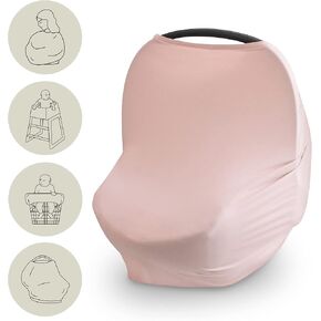 mushie Baby Car Seat Canopy Cover | Breathable & Stretchy Multi Use Cover for Breastfeeding, Nursing, High Chair, Shopping Cart, Strollers (Blush) in Kuwait