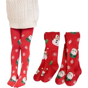 Silkglory عيد الميلاد طفلة الجوارب، 2PCS الجوارب للفتيات الرضع طماق جوارب طويلة لحديثي الولادة الأحمر 2-12 سنة in Kuwait