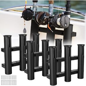 3 Pcs Fishing Rod Holder Bracket Tube 3 Rod Rack Wall Mounted 10.63 Inch Fishing Pole Holders for Boats with Screws Nuts Side Mount for Boat Truck Kayak Garage (White)