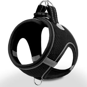 Joytale Small Dog Harness, Breathable Mesh Step-in Vest Harness, Reflective Soft Padded Harnesses for Cats and Puppies Dogs, Black, XXXS