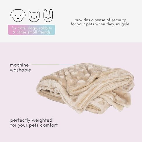 Petique The Velvet Blanky Pet Blanket, Super Soft Cat and Dog Blanket, Double Sided Plush Polyester, Cute Paw Print Design, Reversible, Machine Washable, Large Fleece Kitten and Puppy Blanket in Kuwait