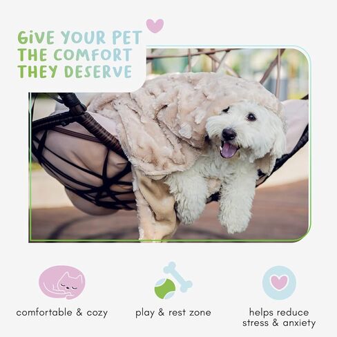 Petique The Velvet Blanky Pet Blanket, Super Soft Cat and Dog Blanket, Double Sided Plush Polyester, Cute Paw Print Design, Reversible, Machine Washable, Large Fleece Kitten and Puppy Blanket in Kuwait