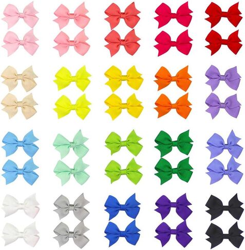 40Pcs Baby Hair Accessories - 2 Inch Tiny Grosgrain Ribbon Bows with Alligator Clips for Girls, Infants, Teens, Kids, and Children in Saudi Arabia