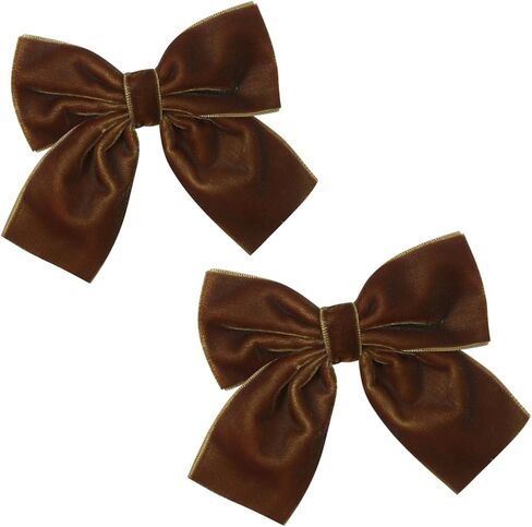 Hjiaruiky Hand-made Velvet Hair Bows Clips for Little Girls - Big Brown Bows in Saudi Arabia