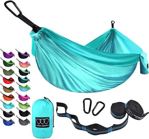 Gold Armour Camping Hammock - Portable Hammock Single Hammock Camping Accessories Gear for Outdoor Indoor Adult Kids, USA Based Brand (OD Green) in Saudi Arabia
