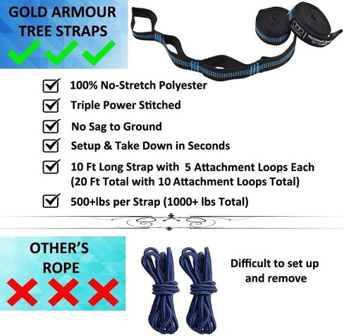 Gold Armour Camping Hammock - Portable Hammock Single Hammock Camping Accessories Gear for Outdoor Indoor Adult Kids, USA Based Brand (OD Green) in Saudi Arabia