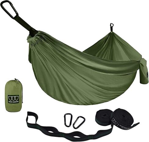 Gold Armour Camping Hammock - Portable Hammock Single Hammock Camping Accessories Gear for Outdoor Indoor Adult Kids, USA Based Brand (OD Green) in Saudi Arabia