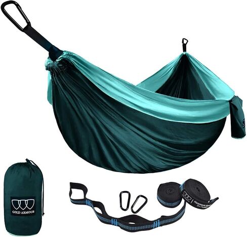 Gold Armour Camping Hammock - Portable Hammock Single Hammock Camping Accessories Gear for Outdoor Indoor Adult Kids, USA Based Brand (OD Green) in Saudi Arabia