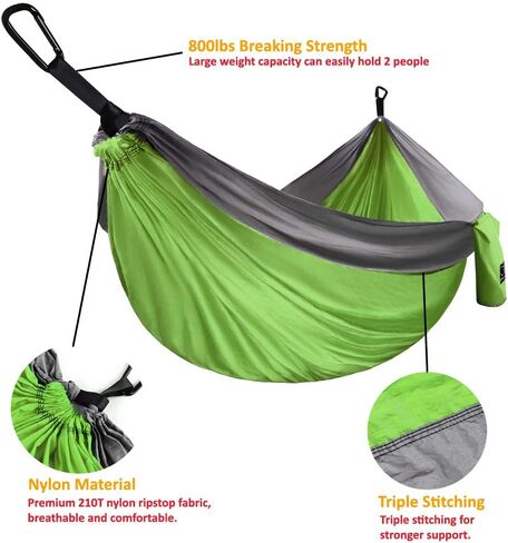 Gold Armour Camping Hammock - Portable Hammock Single Hammock Camping Accessories Gear for Outdoor Indoor Adult Kids, USA Based Brand (OD Green) in Saudi Arabia
