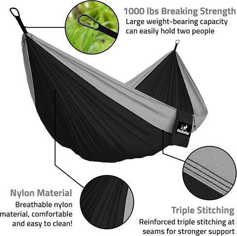 MalloMe Camping Hammock for Adults & Kids - Portable Hammocks for Outside - Hamacas para Adultos Outdoor Single & Double Two 2 Person Hammock - Hamaca/Hamacs/Amacas Heavy Duty Tree Travel Hamock in Kuwait