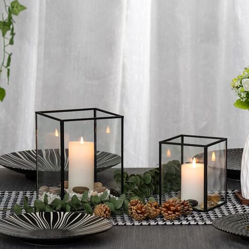 حامل شموع زجاجي من yshengood حامل شموع أسود مجموعة من قطعتين عيد الشكر وحفلات الزفاف وحامل شموع الفانوس المزخرف in Kuwait