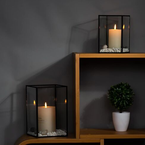 حامل شموع زجاجي من yshengood حامل شموع أسود مجموعة من قطعتين عيد الشكر وحفلات الزفاف وحامل شموع الفانوس المزخرف in Kuwait