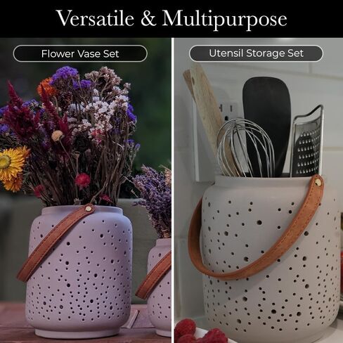 Modern Tealight Candle Holder Set of 3- Matte Gray, Pierced Porcelain Lanterns, Table Decor, Dried Flower Vase, Home Decor, Shelf Decor, Luminary, Decorative Lanterns, Votive, Hurricane, Modern Clay in Kuwait