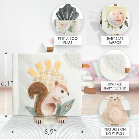 ZICOTO Soft Baby Book with Touch and Feel Pages - Cute Sensory Book for Babies 0-6 Months with Textured Animals, Mirror & Crinkle Paper - Fun Toy and Newborn/Infant Gift in Saudi Arabia