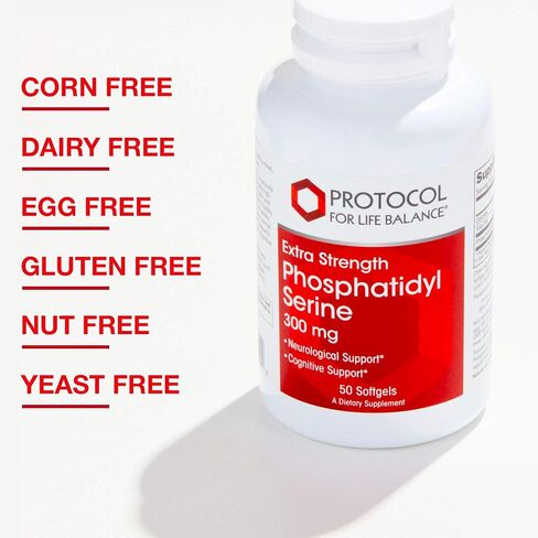 Protocol For Life Balance - Phosphatidyl Serine (Extra Strength) 300mg - Neurological and Cognitive Support, Helps Slow Down Signs of Aging - 50 Softgels in Saudi Arabia