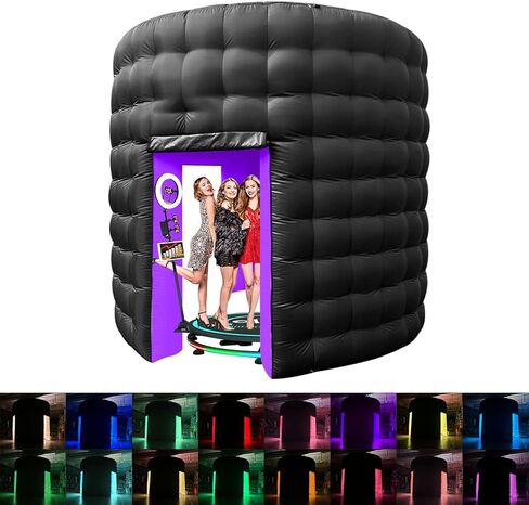 حاوية كشك صور قابلة للنفخ من CZGBRO، خيمة تصوير محمولة 10 × 10 × 9 أقدام قابلة للحمل بـ 16 لونًا لآلة كشك الصور 360 مع بابين، منفاخ هواء داخلي، خيمة كشك للتحكم عن بعد لحفلات أعياد الميلاد والزفاف in Kuwait