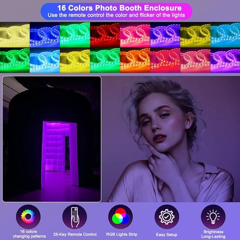 حاوية كشك صور قابلة للنفخ من CZGBRO، خيمة تصوير محمولة 10 × 10 × 9 أقدام قابلة للحمل بـ 16 لونًا لآلة كشك الصور 360 مع بابين، منفاخ هواء داخلي، خيمة كشك للتحكم عن بعد لحفلات أعياد الميلاد والزفاف in Kuwait