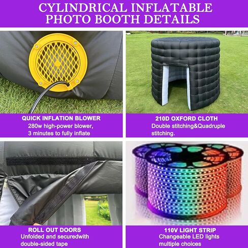 حاوية كشك صور قابلة للنفخ من CZGBRO، خيمة تصوير محمولة 10 × 10 × 9 أقدام قابلة للحمل بـ 16 لونًا لآلة كشك الصور 360 مع بابين، منفاخ هواء داخلي، خيمة كشك للتحكم عن بعد لحفلات أعياد الميلاد والزفاف in Kuwait