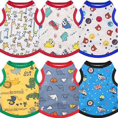 6 Pieces Dog Shirts Cute Printed Dog Clothes Soft Cotton Pet T Shirt Breathable Puppy Sweatshirt Apparel Outfit for Pet Dog (L) in Saudi Arabia