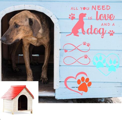 11Pcs Dog Paw Print Stencils,Reusable Love Dog Stencils for Painting,Wall Stencils Plastic Paw Template for for Painting On Wood Wall Home Decor in Kuwait