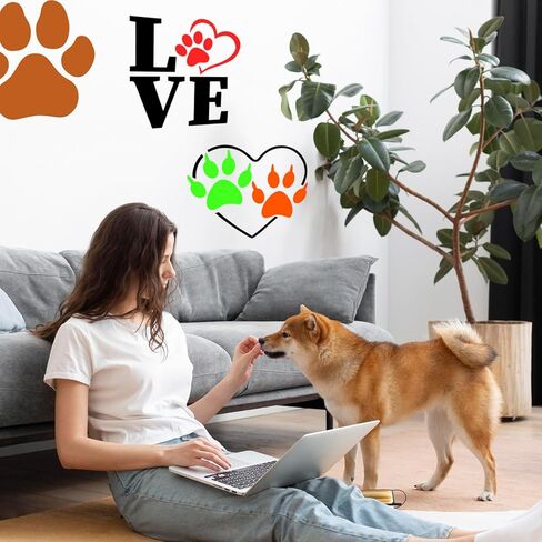 11Pcs Dog Paw Print Stencils,Reusable Love Dog Stencils for Painting,Wall Stencils Plastic Paw Template for for Painting On Wood Wall Home Decor in Kuwait