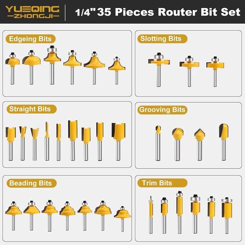 Router Bit Set, 1/4 Inch Shank, 35 Pieces | C3 Alloy Blade, Expert Router Bit Kit, Precision Carving, Versatile Applications in Saudi Arabia