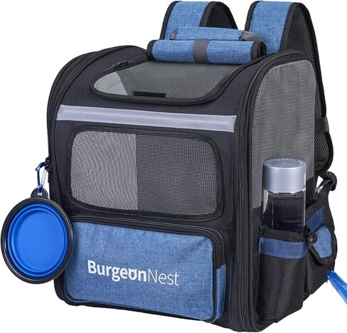 حامل حقيبة ظهر للكلاب من بورجيوننيست، حامل حقيبة ظهر للقطط قابل للطي مع إطار صلب، جيوب تخزين، حقيبة ظهر لحمل الحيوانات الأليفة جيدة التهوية بالكامل للحيوانات الأليفة الصغيرة التي يقل وزنها عن 15 رطلًا للتخييم والتنزه سيرًا على الأقدام في الهواء الطلق in Kuwait