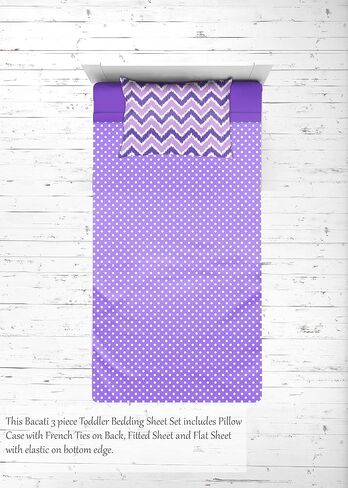 Bacati - طقم ملاءات سرير للأطفال الصغار مكون من 3 قطع من Mix N Match Zigzag/dots، بما في ذلك ملاءة جاهزة وملاءة مسطحة وغطاء وسادة لسرير الأطفال/سرير الأطفال الصغار القياسي الأمريكي (وردي) in Kuwait