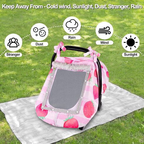 FIOBEE Baby Car Seat Cover, Car Seat Covers for Babies Infant Car Seat Canopy with Breathable Mesh Window Waterproof Carseat Cover for Babies Boy Girl 4 Seasons, White/Cow in Saudi Arabia